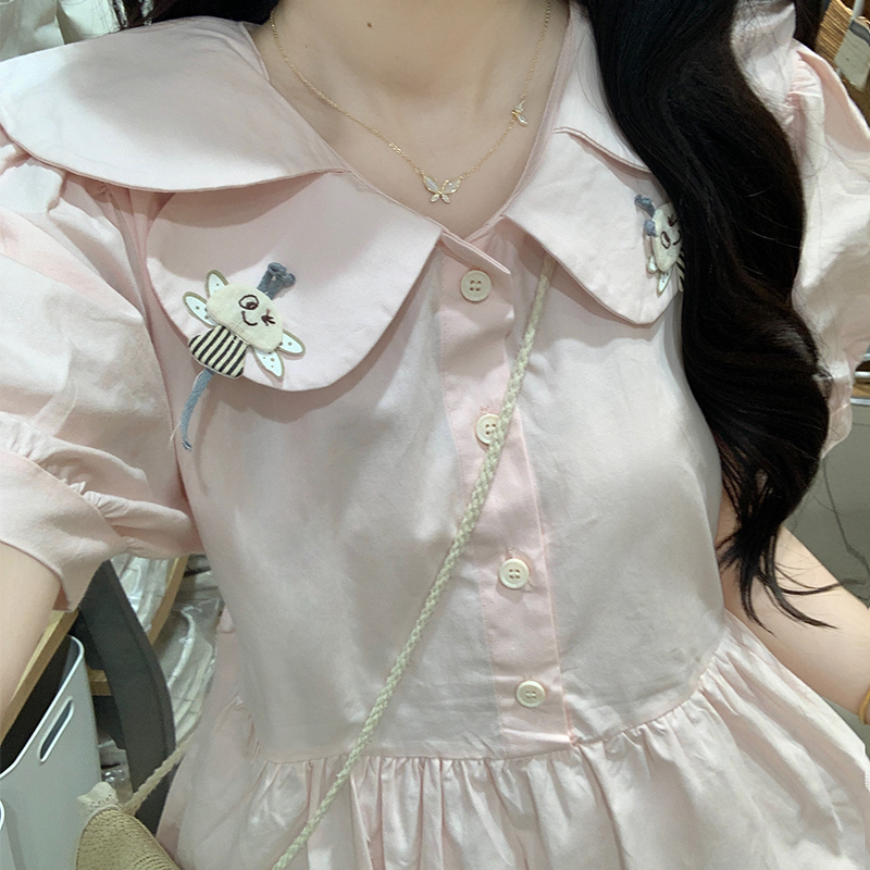 Sweet Fresh Summer Dress with Doll Collar for Petite Students
