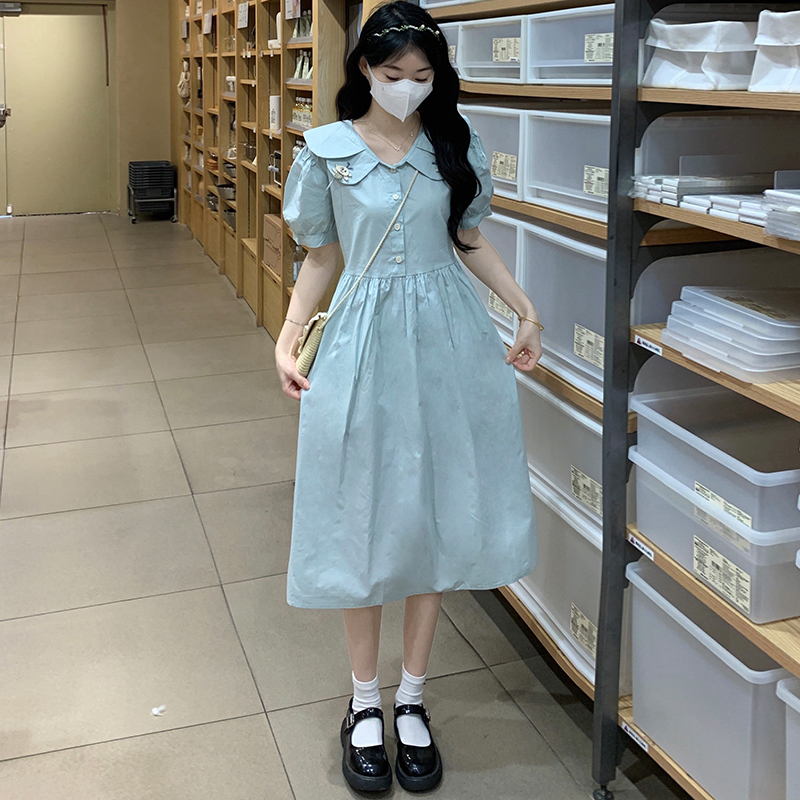 Sweet Fresh Summer Dress with Doll Collar for Petite Students - Image 3