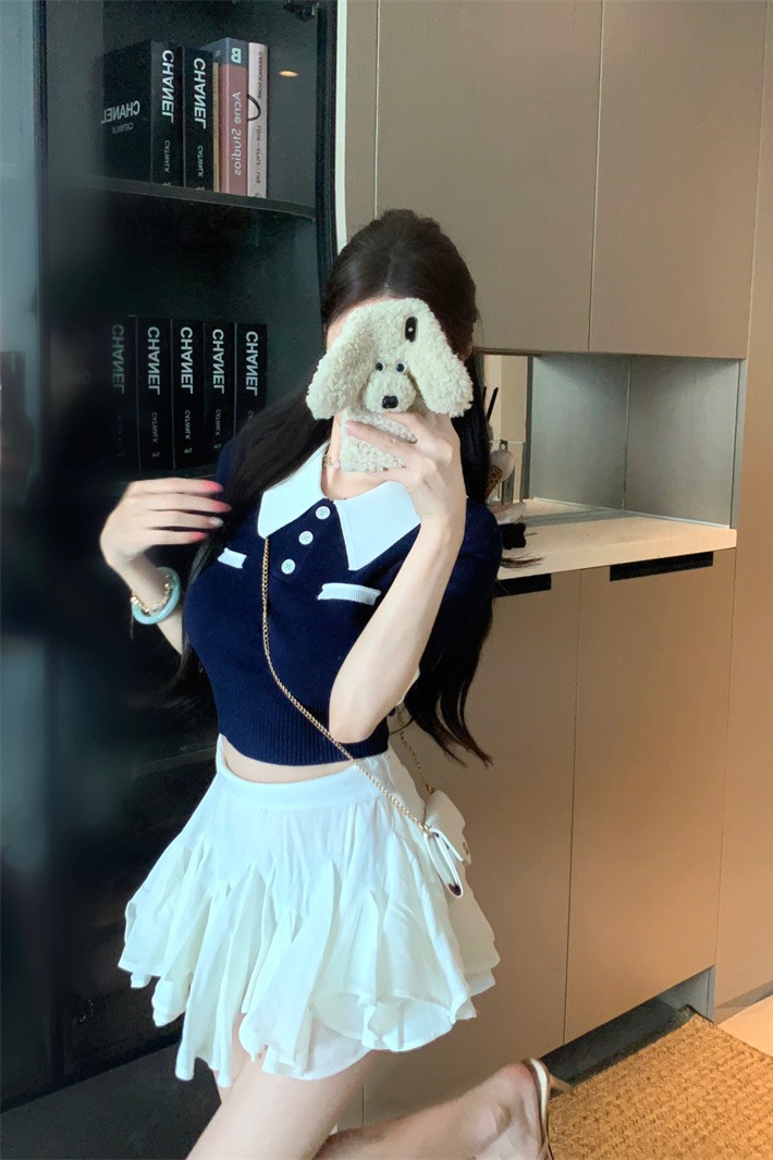 Women's Color Block Knit Short Sleeve Top - Image 5